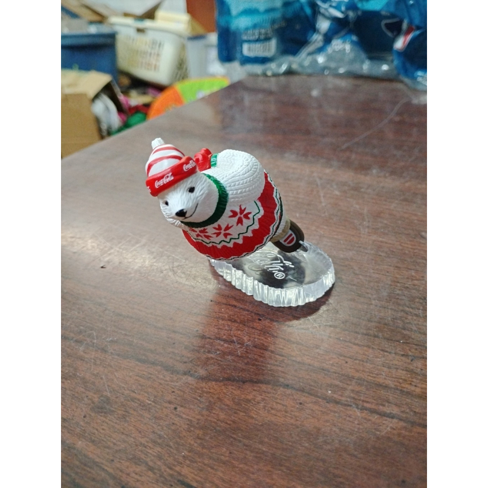 Vintage 1994 Coca Cola Polar Bear Ice Skating Christmas Ornament